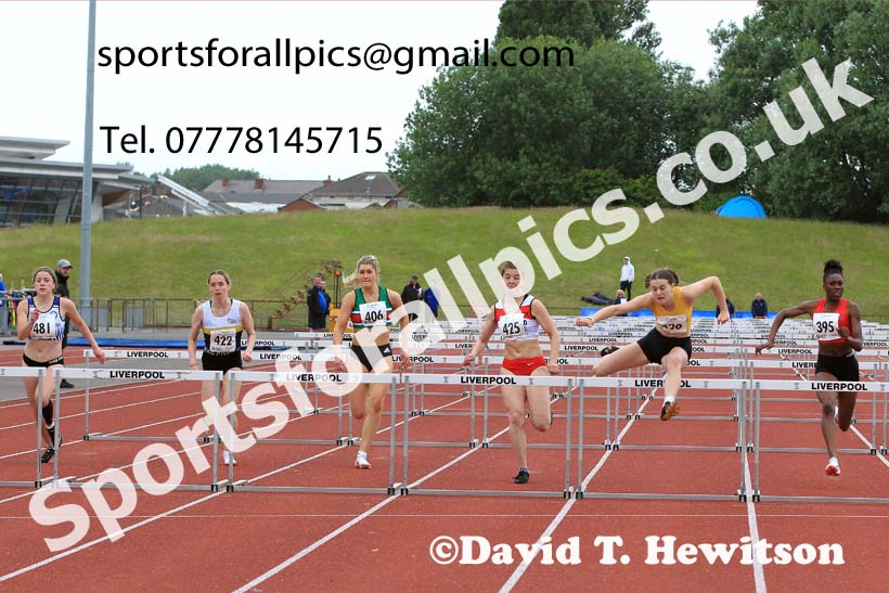 Womens under-20s 100 metres hurdles, 2022 Northern Senior and Under-20 Champs., Wavertree Athletics Centre, Liverpool. Photo: David T. Hewitson/Sports for All Pics